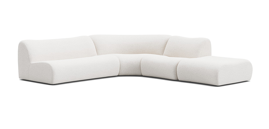 1977 Sectional Curved Corner Sofa with Ottoman